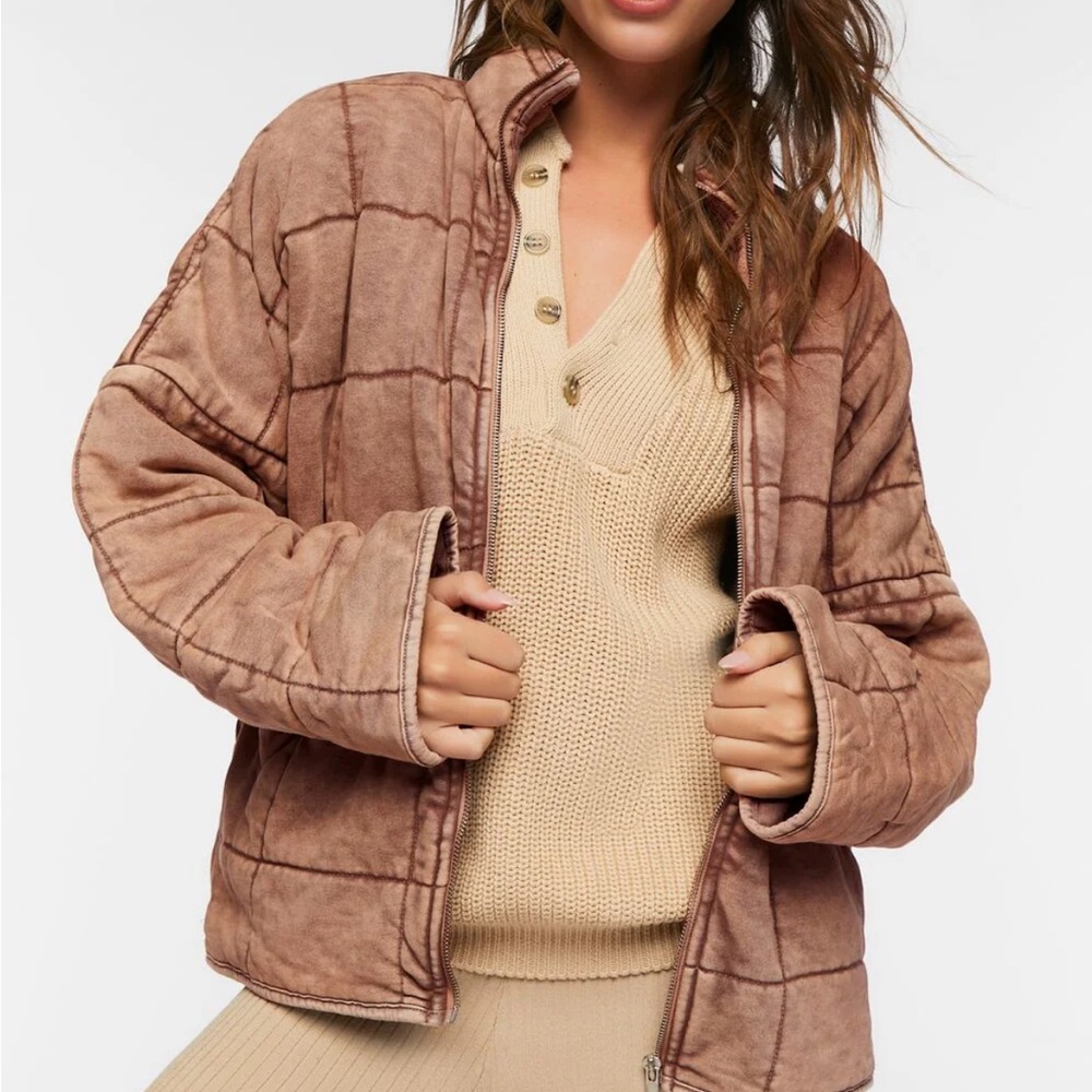 Forever 21 Tan Quilted Puffer Jacket